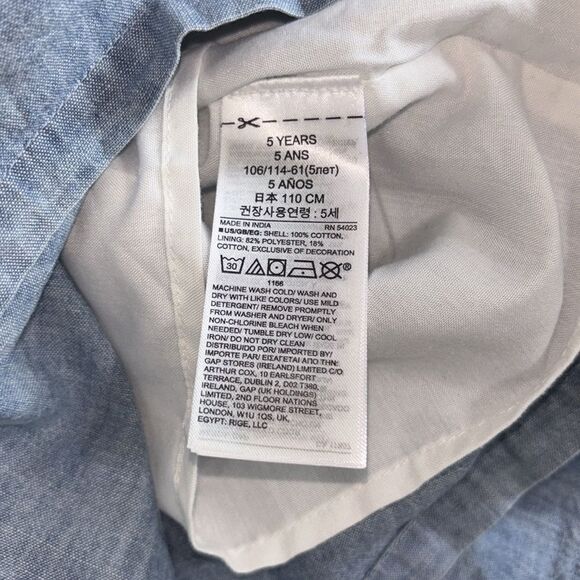 GAP Factory Sleeve Tie Blue Chambray Kids Dress Size 5T - Picture 5 of 6